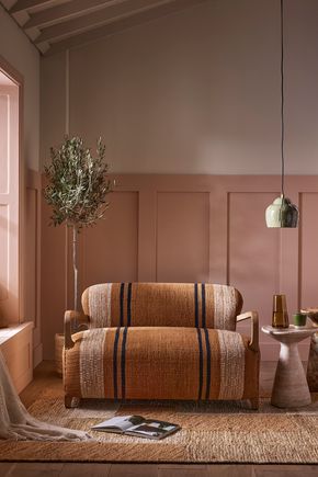 Aviator Loveseat in Striped Cotton Rug