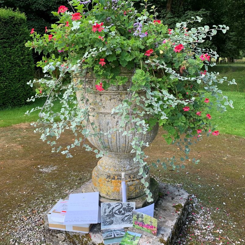 Items from the Topiary Message in a Bottle initiative carried out by Levens Hall and Gardens in 2024