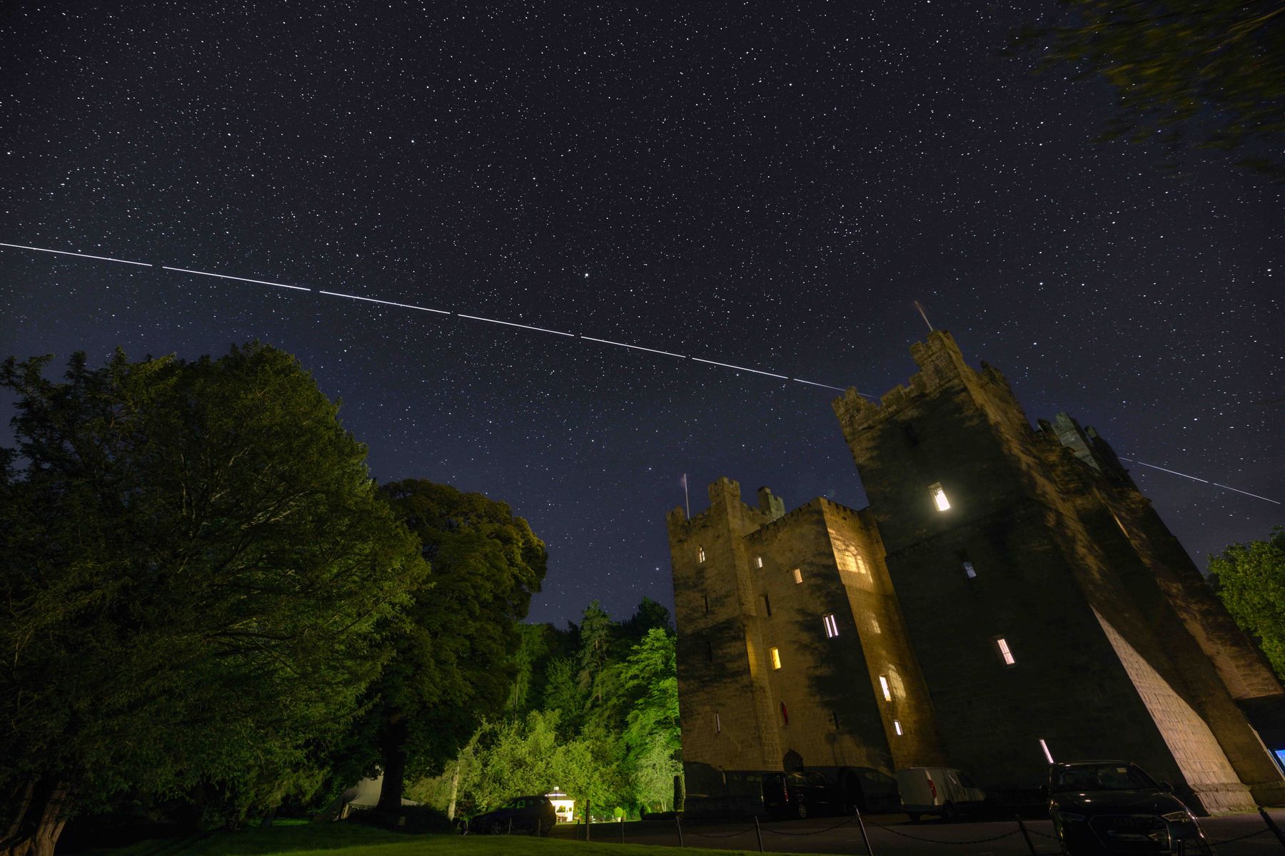 International Space Station over Langley Castle, Northumberland