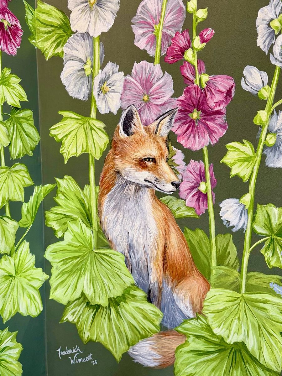 Close-up detail from the Freddie Whimsett mural in Levens Kitchen, at Levens Hall and Gardens, the South Lakes, Cumbria.