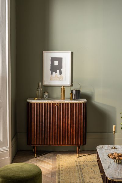 Flute Marble Drinks Cabinet - Vintage