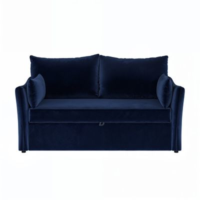 Solace+Co Skyler 2 Seater Sofa Bed Navy Blue Velvet