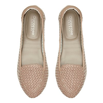 Cocorose London Dusky Pink Woven Leather Loafers