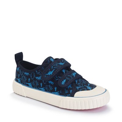 Tide Navy dino canvas kids closed rip-tape canvas shoes