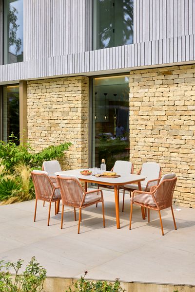 Olivia 6 Seat Rectangular Dining Set - Terracotta