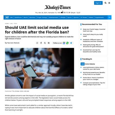 Screencapture of Khaleej Times