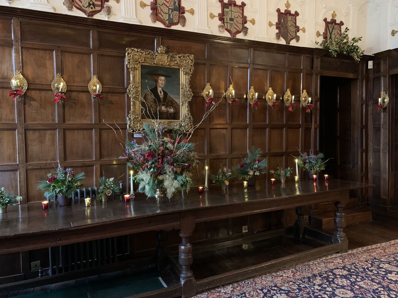 The hall at Levens Hall -  a backdrop for musical performance at the 2023 Christmas event.