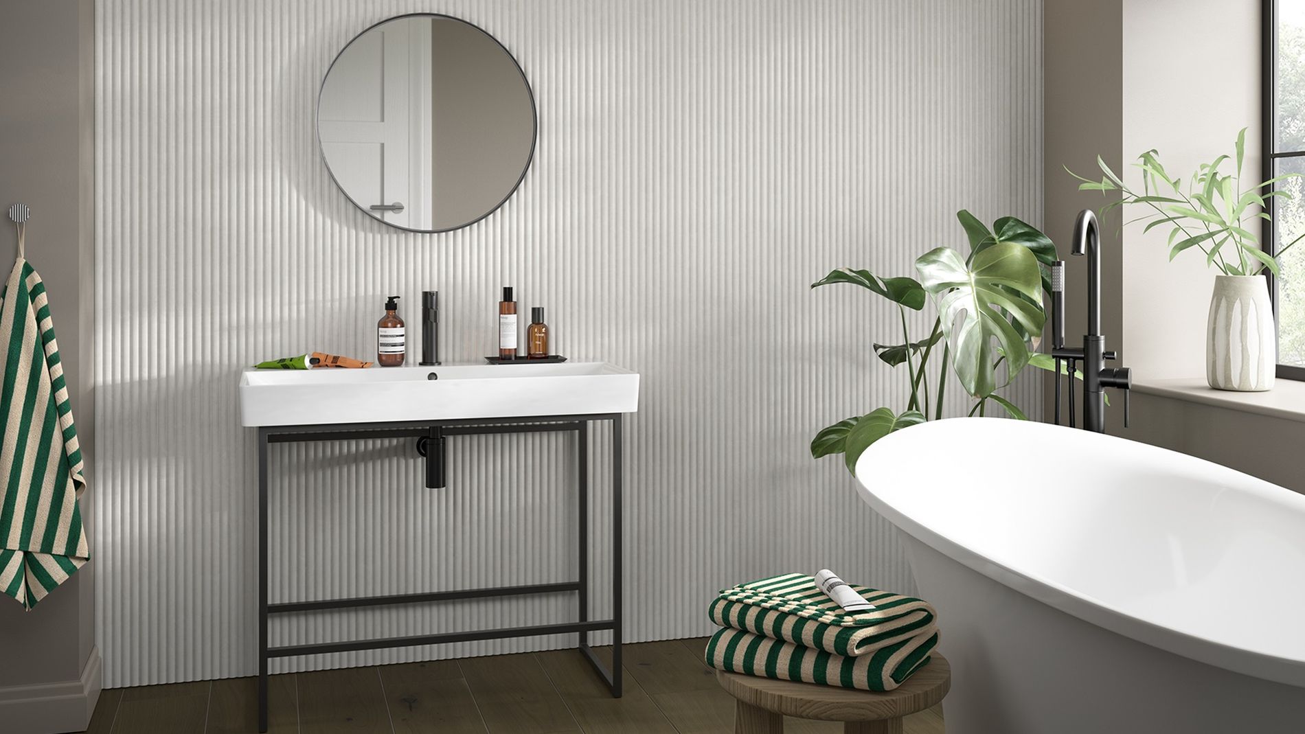 2000px Naturewall, Reeded Waterproof  White Marble, £35.99, 8199897.jpg