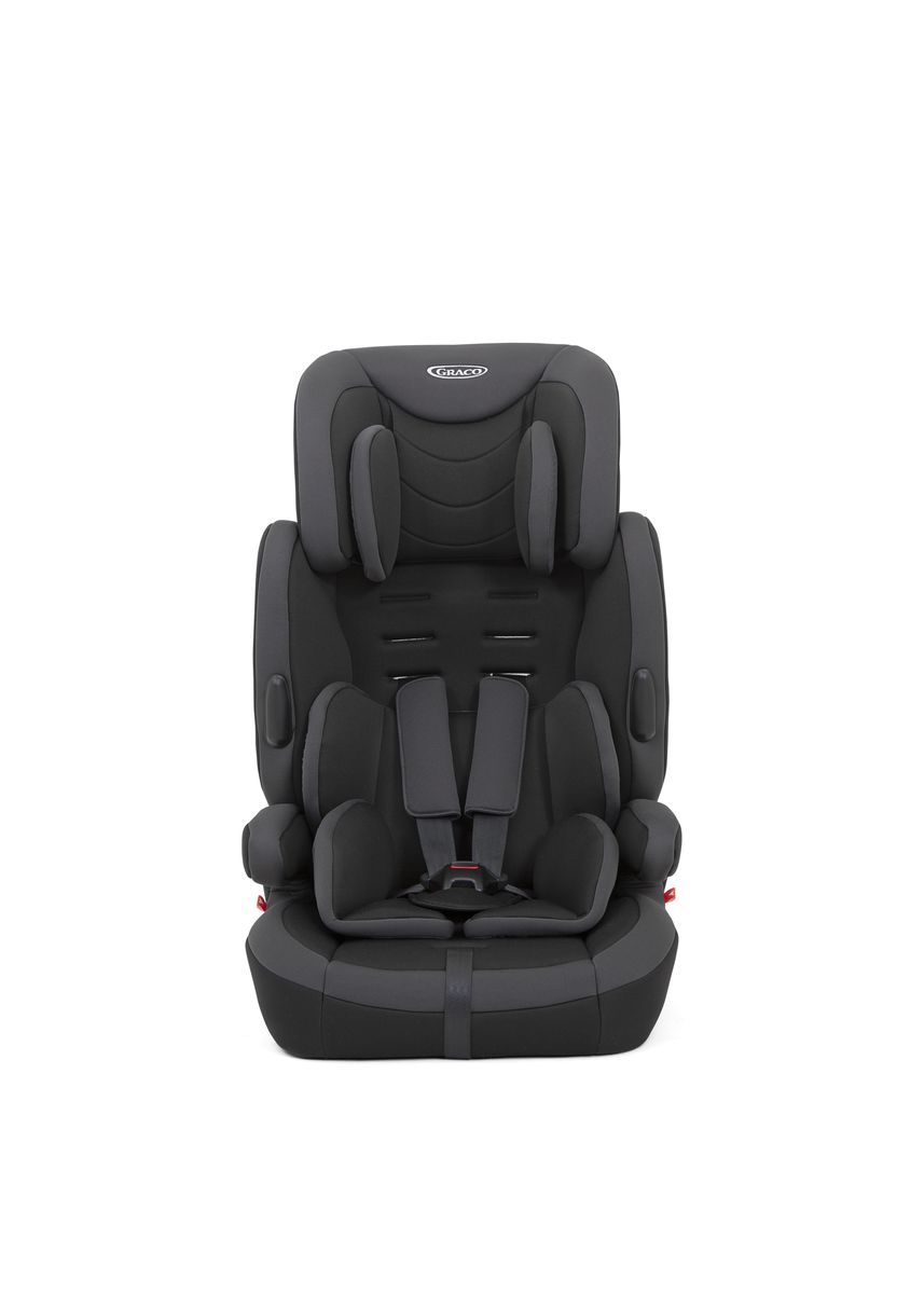 Graco Endure Group 1/2/3 Car Seat, in Black/Grey, RRP £80.00 - pictured with headrest in lower position 