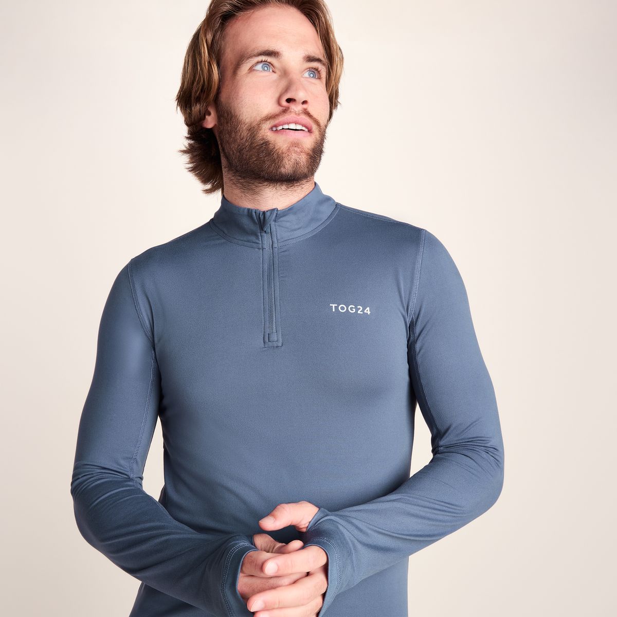 Snowdon Mens Thermal Quarter Zip Base Layer - Smokey Blue