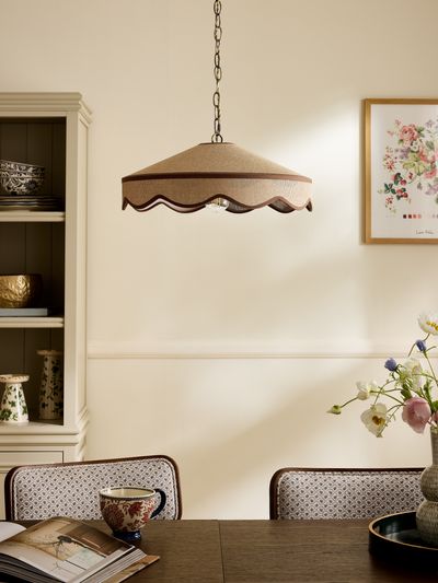 Buckenham Pendant in Rattan and Antique Brass