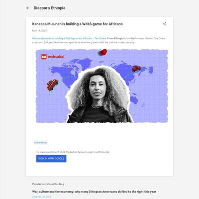 Screencapture of Diaspora Ethiopia