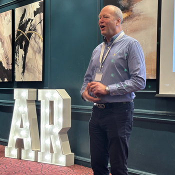 Gauntlet Group managing director, Roger Gaunt, speaking at the Gauntlet AR Network conference 2025.