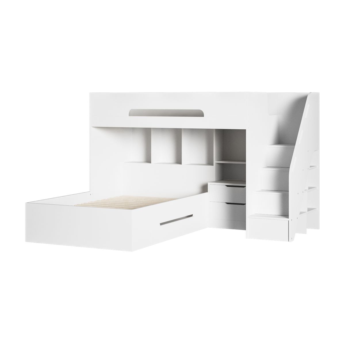 Flair Greyson Staircase Triple Bunk Bed with Storage