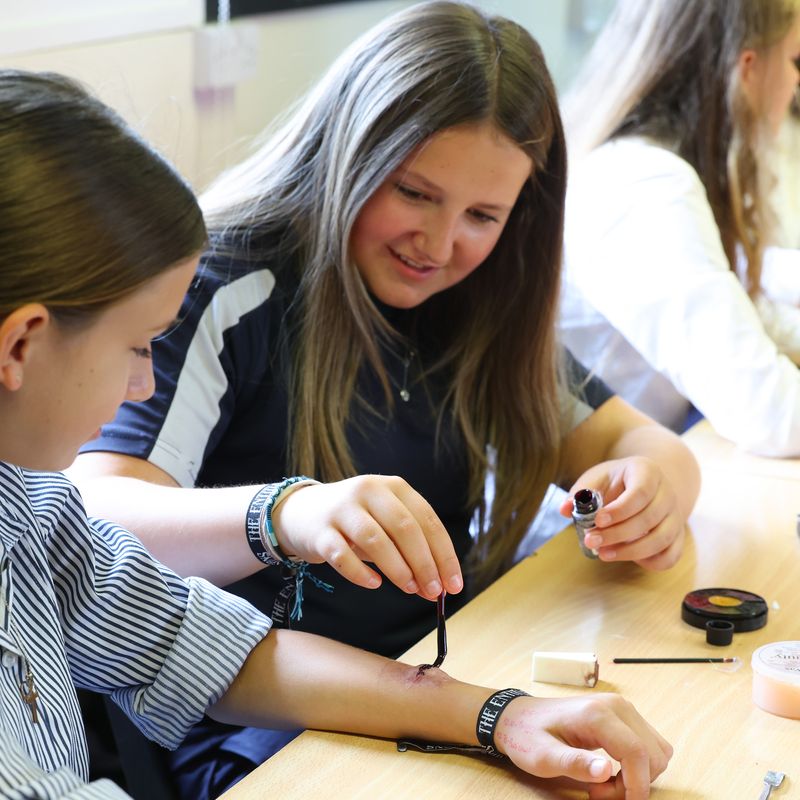 Warminster Pupils theatrical makeup workshop
