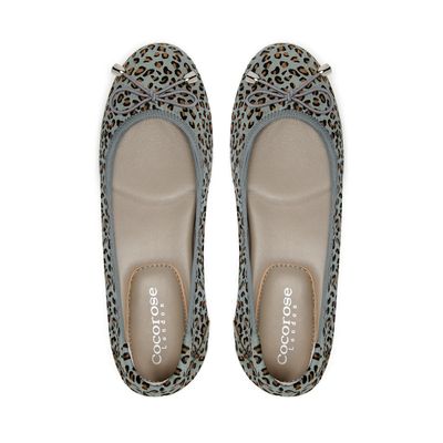 Sandringham Grey Leopard Leather Flats From Cocorose London