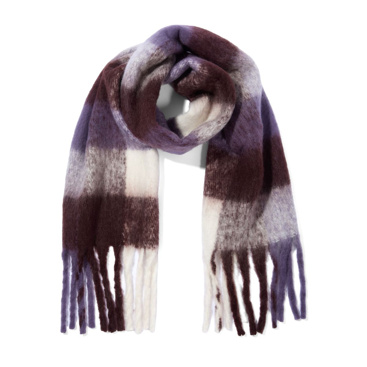 Freda Heavyweight Brushed Checked Blanket Scarf - Huckleberry Check