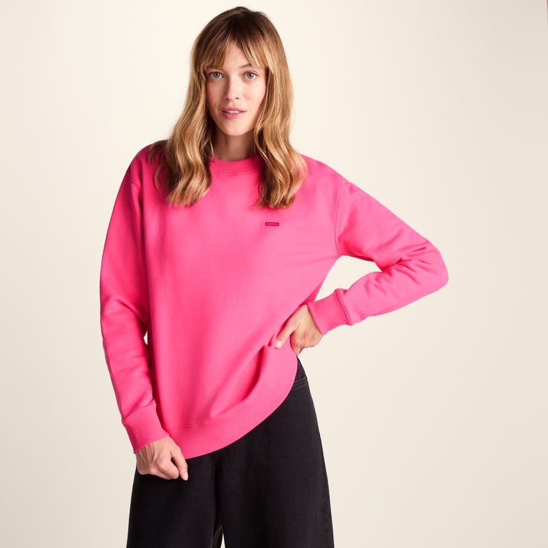 Tia Womens Heavyweight 100% Cotton Crew Neck Sweatshirt - Rich Pink