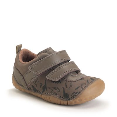 Roar Taupe dino nubuck/leather rip-tape baby pre-walkers