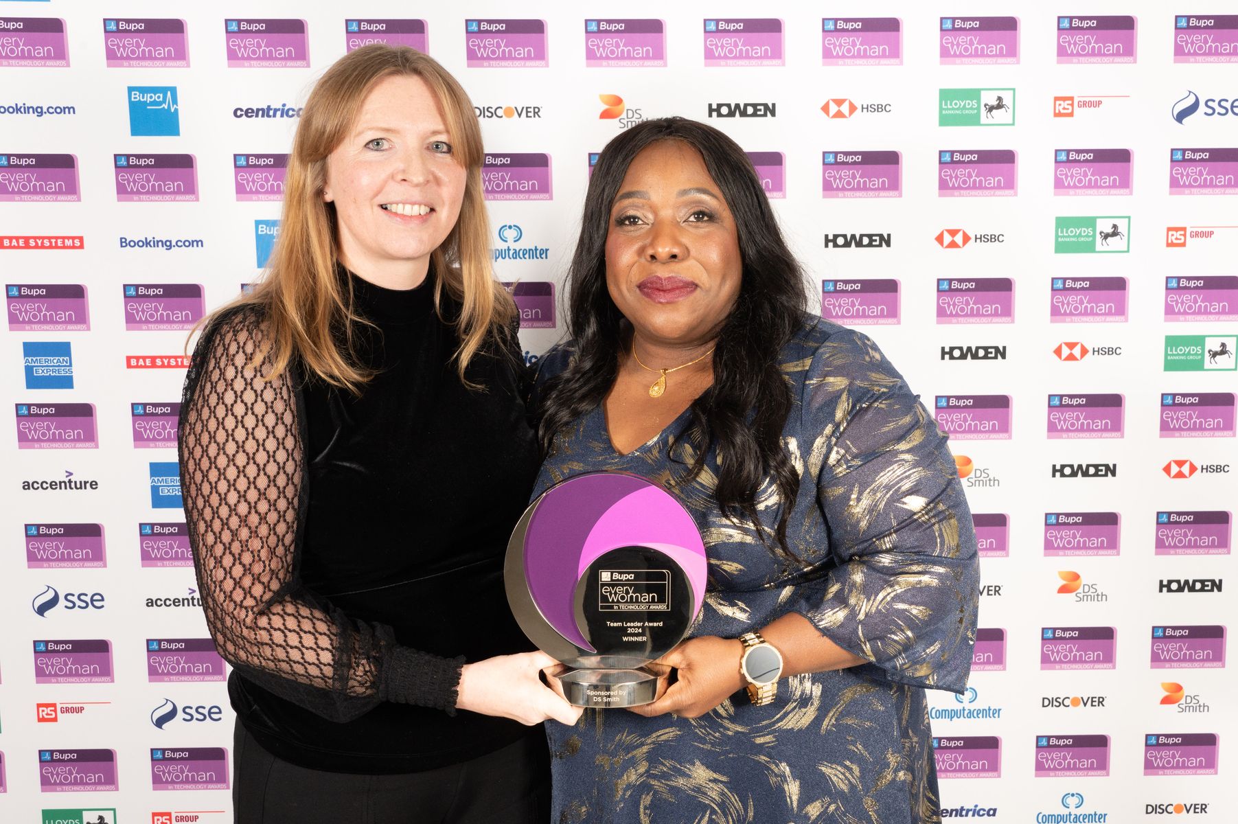 Lydia Balogun-Wilson, winner of the Team Leader Award - sponsored by DS Smith, at the 2024 Bupa everywoman in Technology Awards.