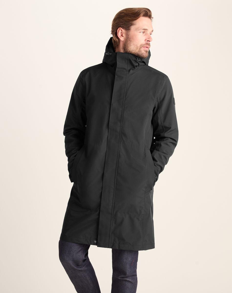 Glenton Mens Long Waterproof Jacket - Black