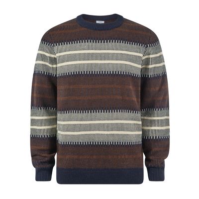 Milo Mens Fairisle Inspired Crew Knit Jumper - Deepest Blue Fairisle