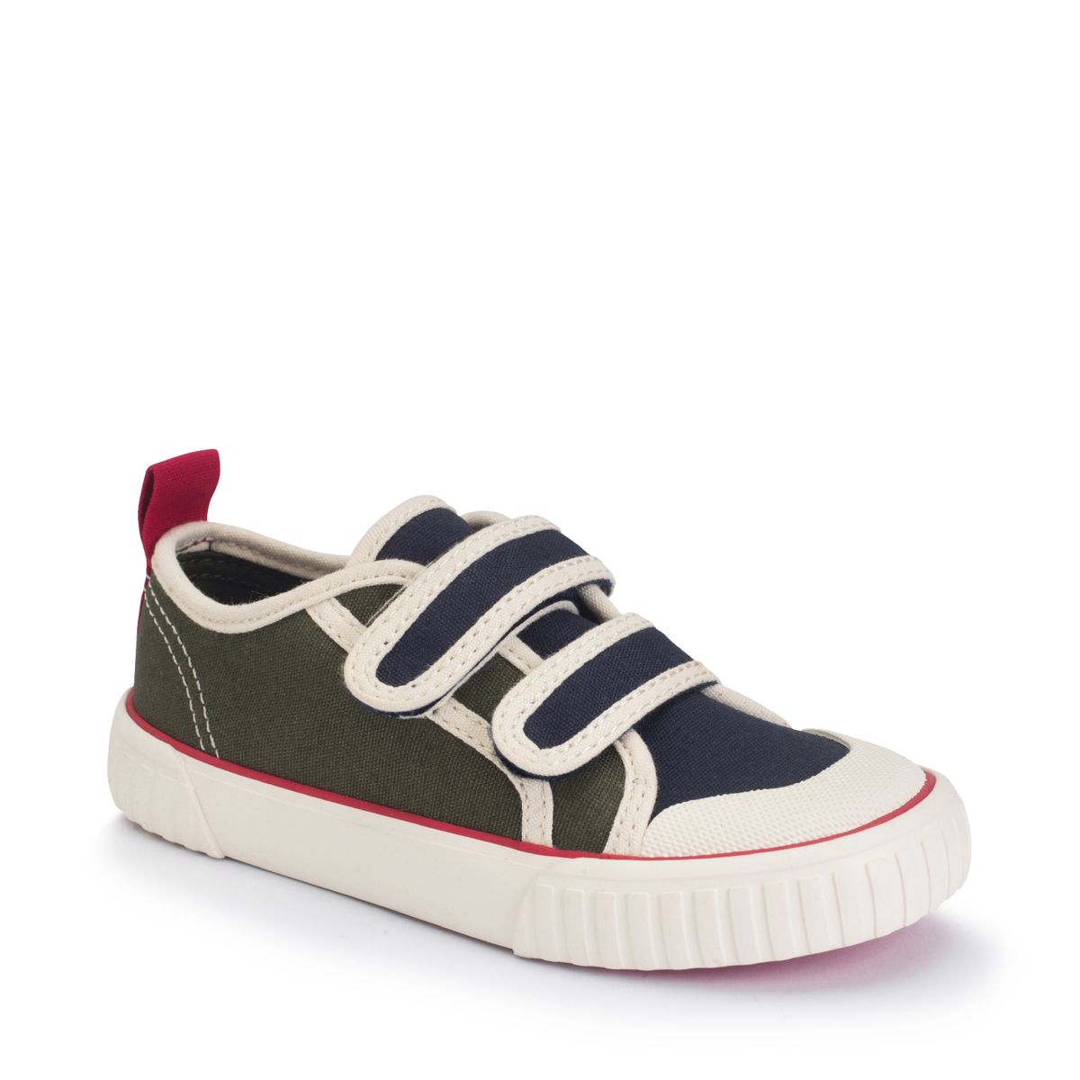 Tide Khaki/navy canvas kids closed rip-tape canvas shoes