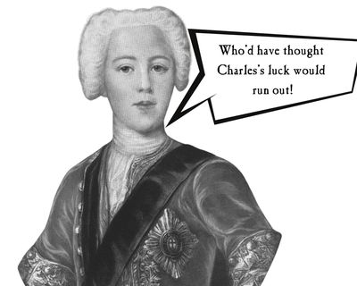 Bonnie Prince Charlie referencing the demise of Charles Radcliffe in Langley Castle 'Hairy History' image