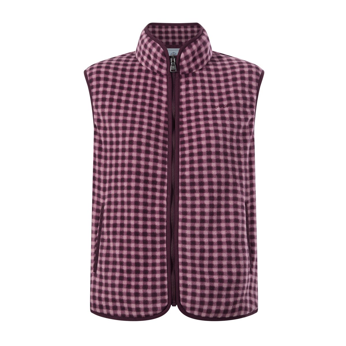Firth Womens Gingham Midweight Microfleece Gilet - Mauve Gingham
