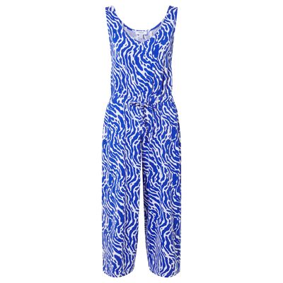 Emmie Women's Jumpsuit - Ultramarine Blue Wavy Print