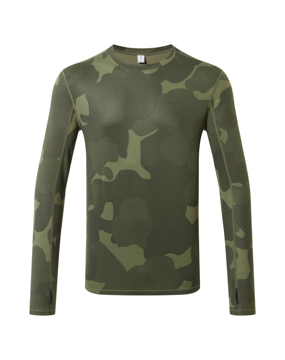  Snowdon men's thermal base layer crew neck - khaki camo print