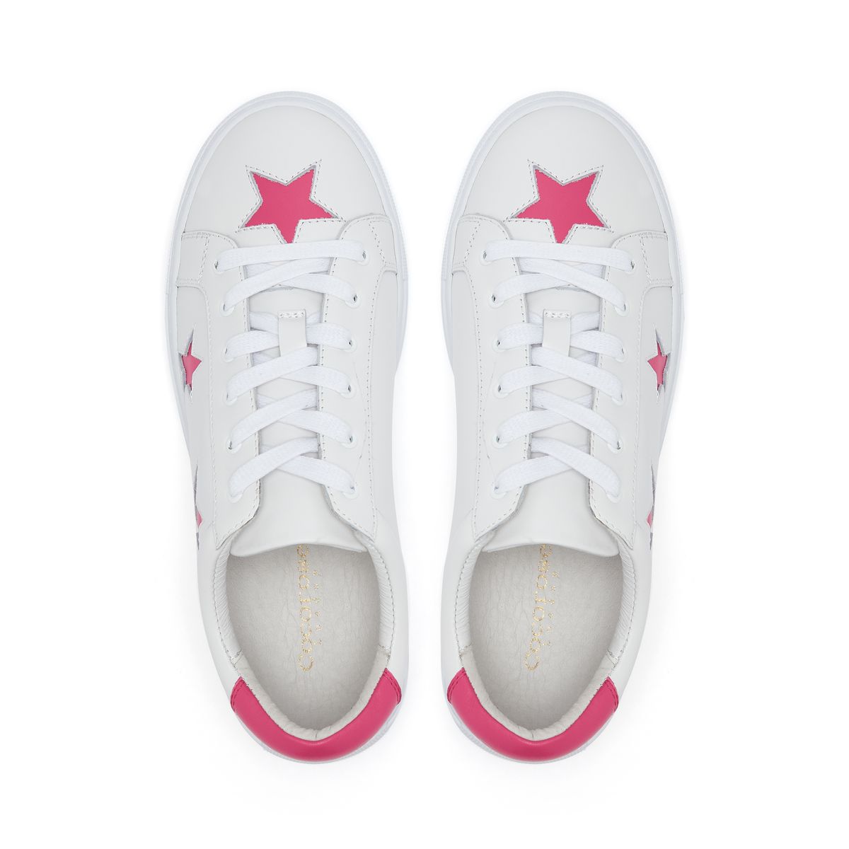 Hoxton White with Fuchsia Stars Trainers