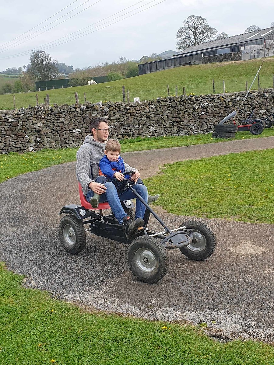 Visitors karting at the Lakeland Maze Farm Park near Kendal