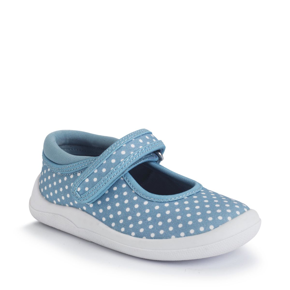 Wriggles Mary Jane blue polka dot girls rip-tape first walking shoes