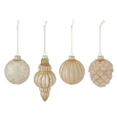 12 Piece Gold Coloured Glass Bauble Collection