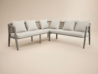 SOLACE+CO Dayton Corner Sofa & Coffee Table Garden Set Beige