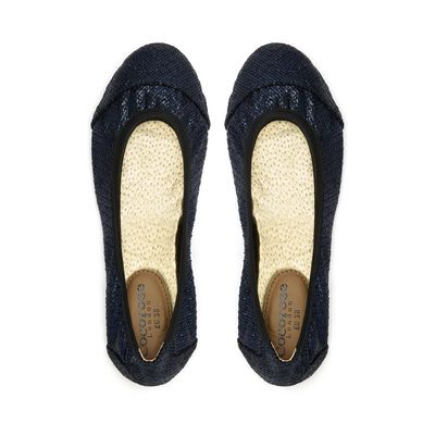 Barbican Navy Metallic Fold Up Ballet Flats from Cocorose London