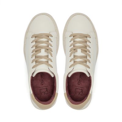 Plant-powered 'Kew' vegan trainer from Cocorose London, in white with beige heel tab