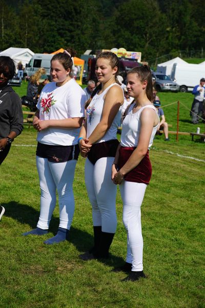 Girl category competitors in the Cumberland & Westmorland wrestling at Grasmere Sports and Lakeland Show