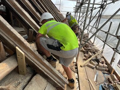 Roof work taking place at All Saints Church.