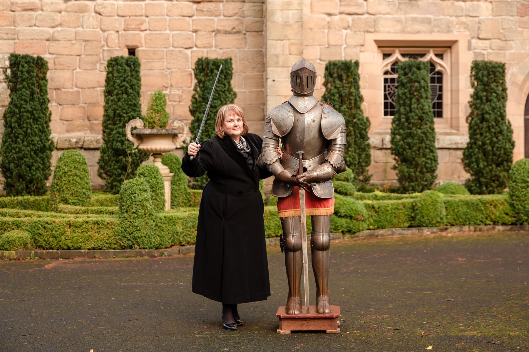 Executive manager of Langley Castle Hotel, Margaret Livingstone-Evans and knight