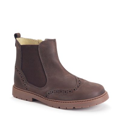 Chelsea, Brown leather kids zip-up ankle boots