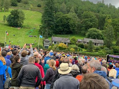 Crowds watching the fell races at Grasmere Sports