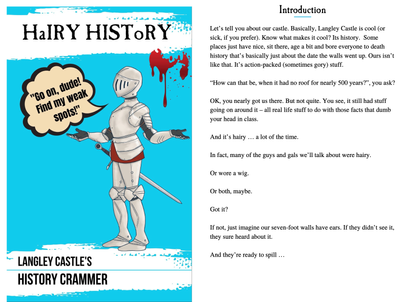 Opening page of Hairy History, an edu-staycation guide from Langley Castle Hotel