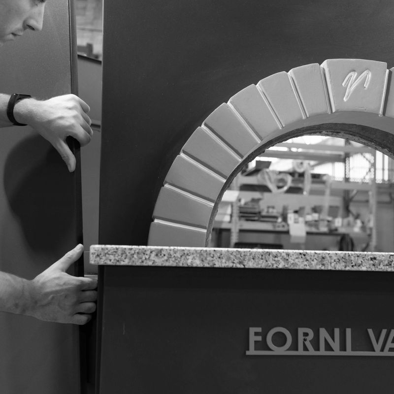 A Valoriani oven being manufactured in the Valoriani factory in Reggello, Tuscany, Italy.