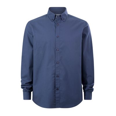 Barry Mens Long Sleeved Cotton Oxford Shirt - Smokey Blue