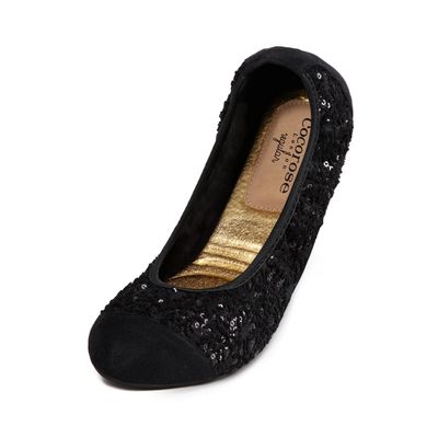 Royal Ballet 'Tatiana; Black Sequinned Ballerina Pump from Cocorose London