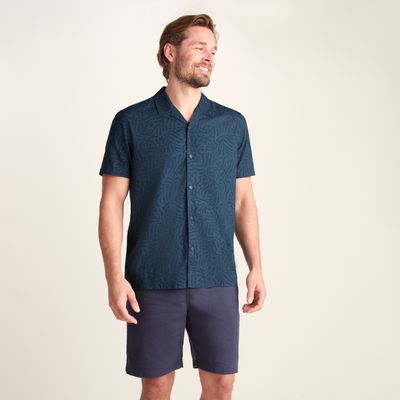 Wallsend Mens Short Sleeve Shirt - Deep Teal Print