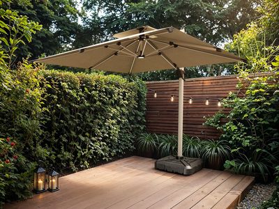 SOLACE+CO Soleil 3m Square Garden Parasol with Solar LED Lights