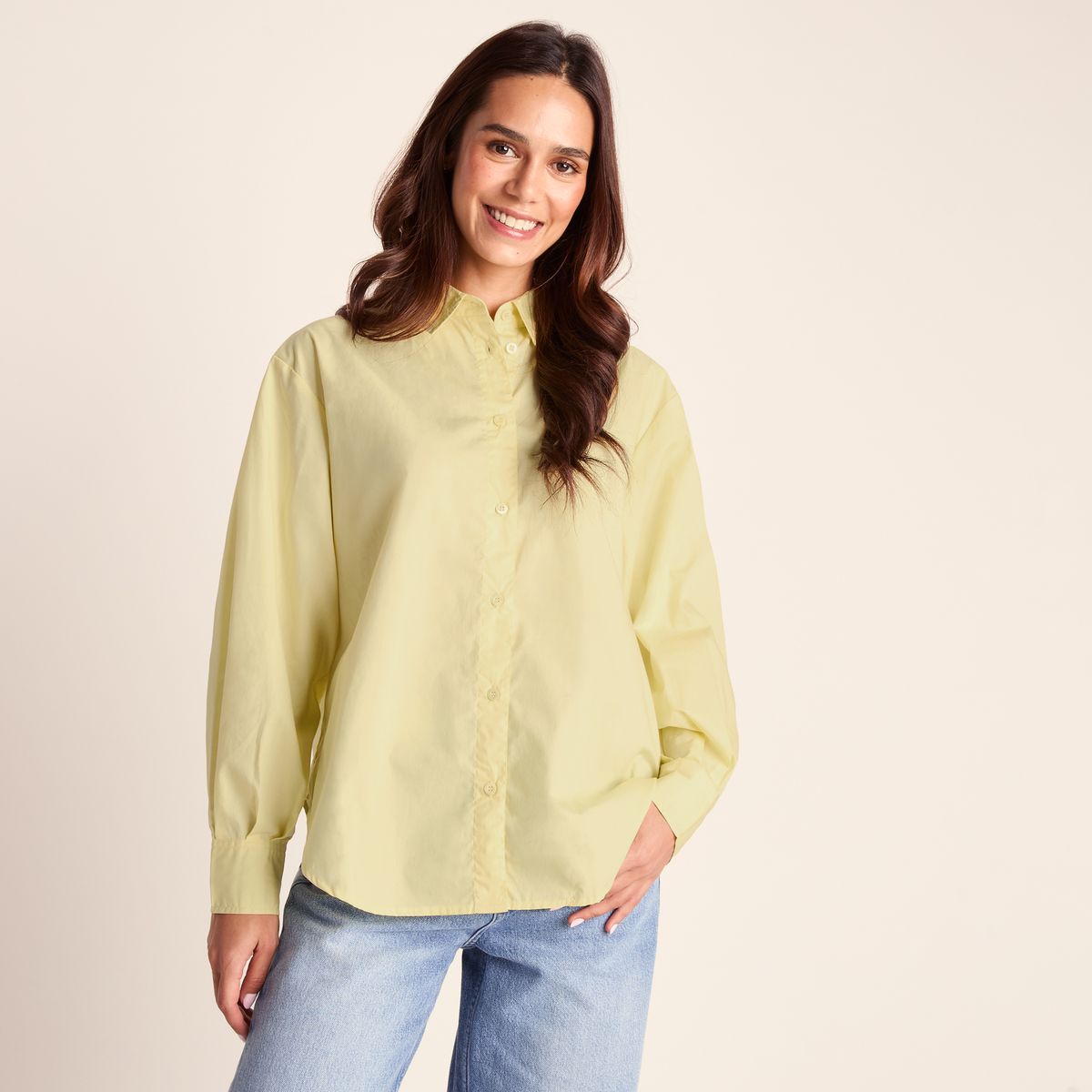 Marnie Womens 100% Cotton Oversized Shirt - Butter Yellow